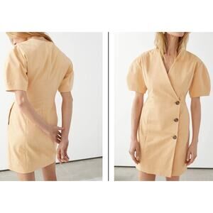 Stockholm Atelier & Other Stories Fitted Button Wrap Mini Dress in Yellow 6